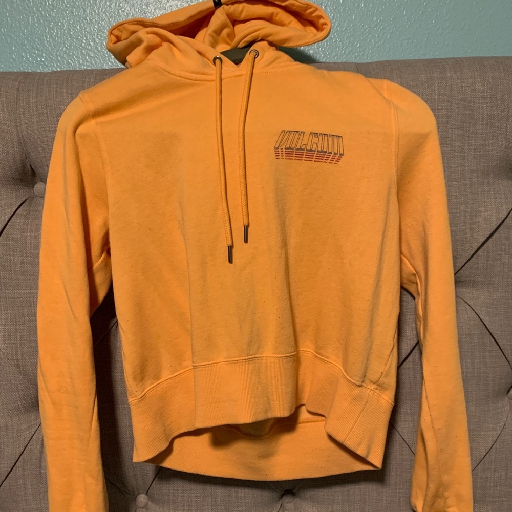 Volcom Yellow Hoodie With Multicolor Label Size S